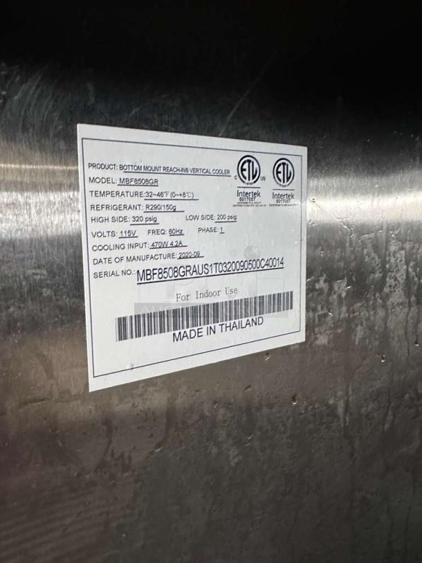 Atosa MBF8508GR 3-door commercial refrigerator with bottom mount compressor, stainless steel, ETL & NSF listed, new condition.