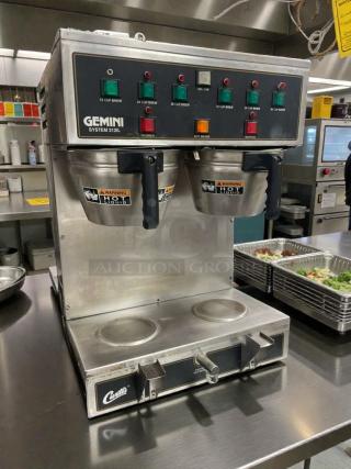 Wilbur Curtis GEM312IL commercial coffee brewer, high-grade condition, stainless steel, dual brewing stations, 120V, fully tested.