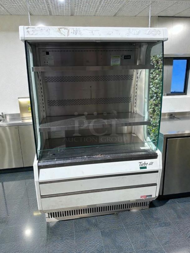 Turbo Air TOM-40MW-N open air merchandiser display refrigerator, 40", premium condition, 115V, R290, UL/NSF listed.