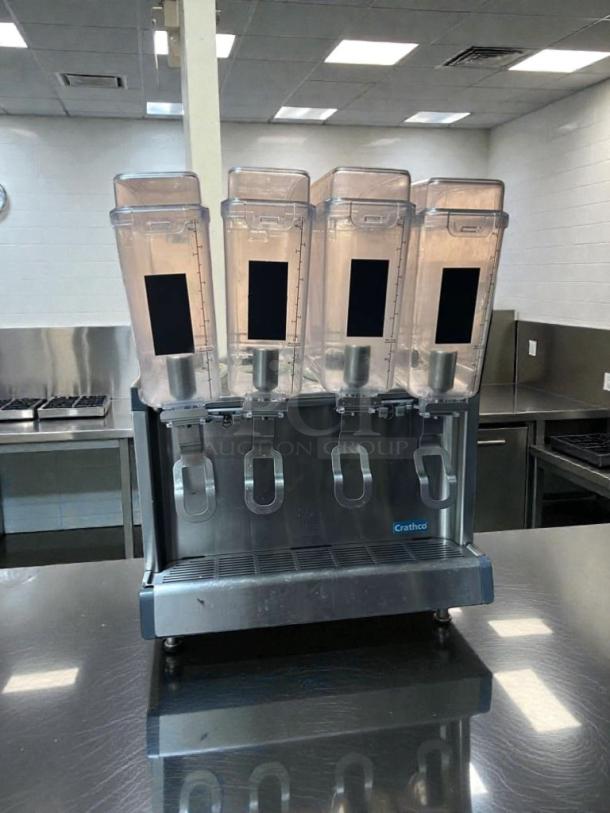 Crathco CS-4E/2D/3D-16 cold beverage dispenser, 4 bowls, NSF & UL listed, excellent condition, stainless steel, fully tested.