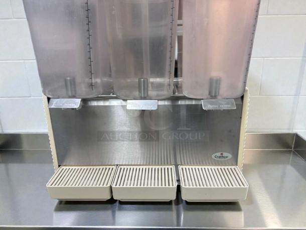 Crathco D35-4 Triple Bowl Beverage Dispenser in exceptional condition, 115V, NSF & UL listed, fully operational, with visible branding.