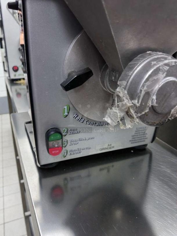 Olde Tyme PN2 commercial nut butter grinder, pristine condition, UL Listed, fully operational, control panel visible.