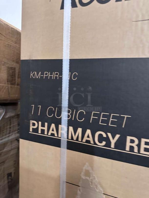 KoolMore KM-PHR-11C commercial pharmacy refrigerator box, 11 Cu. Ft, brand new, UL listed, model KM-M-PHR-0537.
