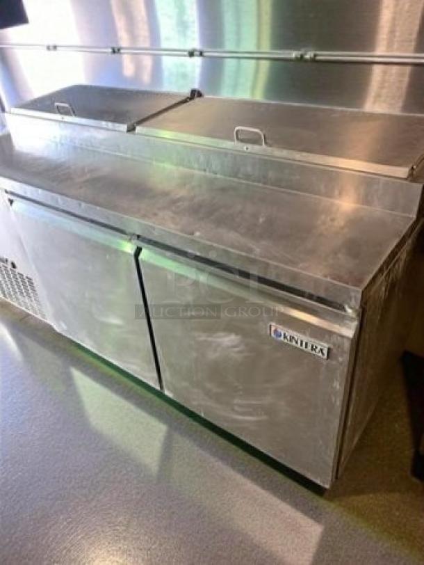 Avantco 60" Two-Door Pizza Prep Refrigerator, stainless steel, UL listed, tested, prime condition, model AVA-L-PREP-0532.