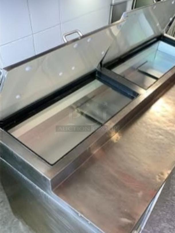 Avantco 60" Two-Door Pizza Prep Refrigerator, stainless steel, prime condition, fully tested, UL listed, 115V.