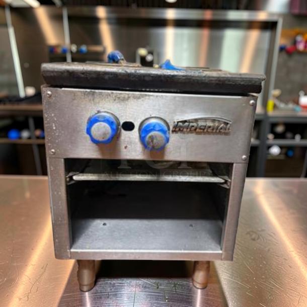 Imperial ISPA-18 single burner stock pot range, commercial stainless steel, heavy-duty gas, excellent condition, USA-made.