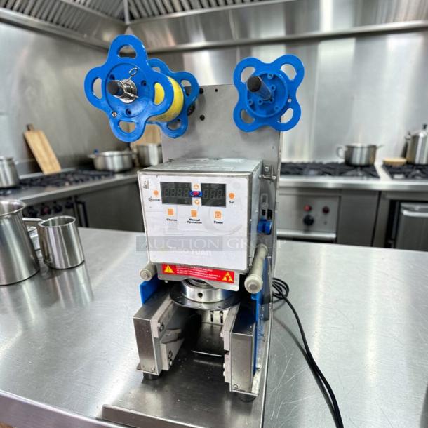 Exceptional condition Y-Fang ET-99SU cup sealing machine, 90–98mm, commercial automatic sealer, UL listed, fully tested.