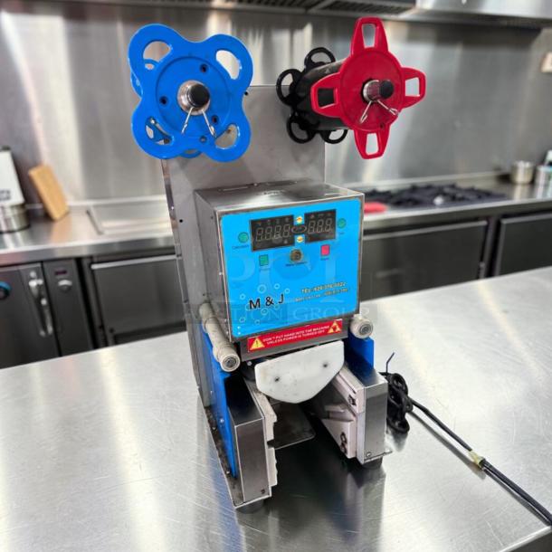 Y-Fang ET-999SN tabletop cup sealing machine, automatic, stainless steel, commercial use, fully tested, model ET999-M-SEAL-0791.