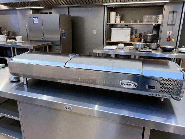 Brand new KoolMore SCDC-8P-SSL refrigerated prep rail, stainless steel, UL listed, open box, premium condition.