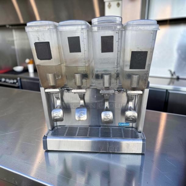 Crathco CS-4E-16-290 refrigerated drink dispenser, 4 bowls, excellent condition, commercial-grade, 120V, fully operational.