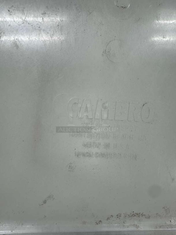 Cambro IBS20148 mobile ingredient storage bin, 21-gallon, slant top, label shows "Cambro, Made in USA," exceptional condition.
