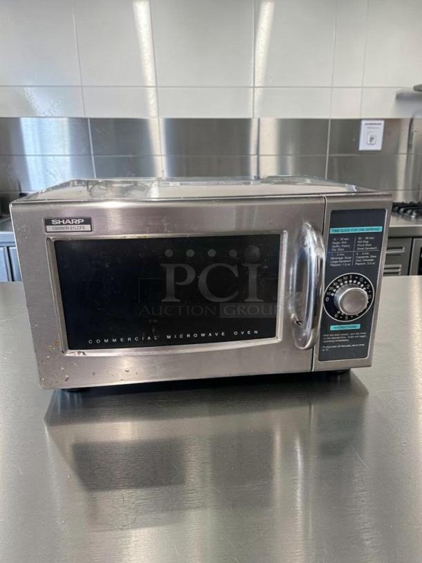 Sharp R-21LCFS commercial microwave oven, 1000W, stainless steel, UL listed, fully tested, excellent condition.