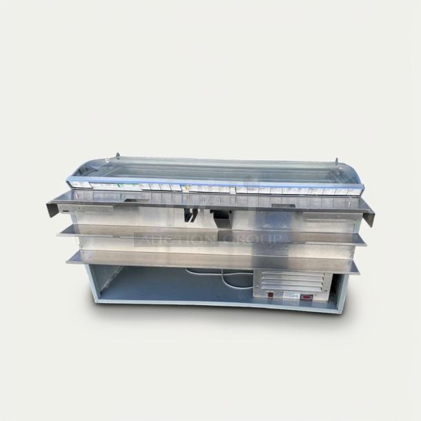 Commercial refrigerated deli display case with glass sneeze guard, excellent condition, fully tested, model DEL-L-REF-0576.