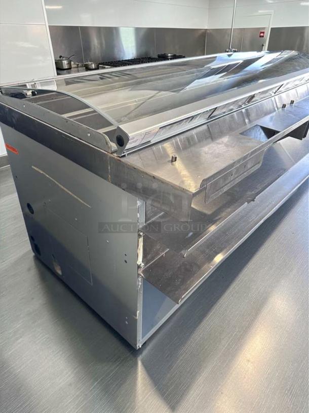 Duke Sub-CP-TC48M 48” refrigerated prep table by Duke Manufacturing Co., excellent condition, fully tested, grey exterior.
