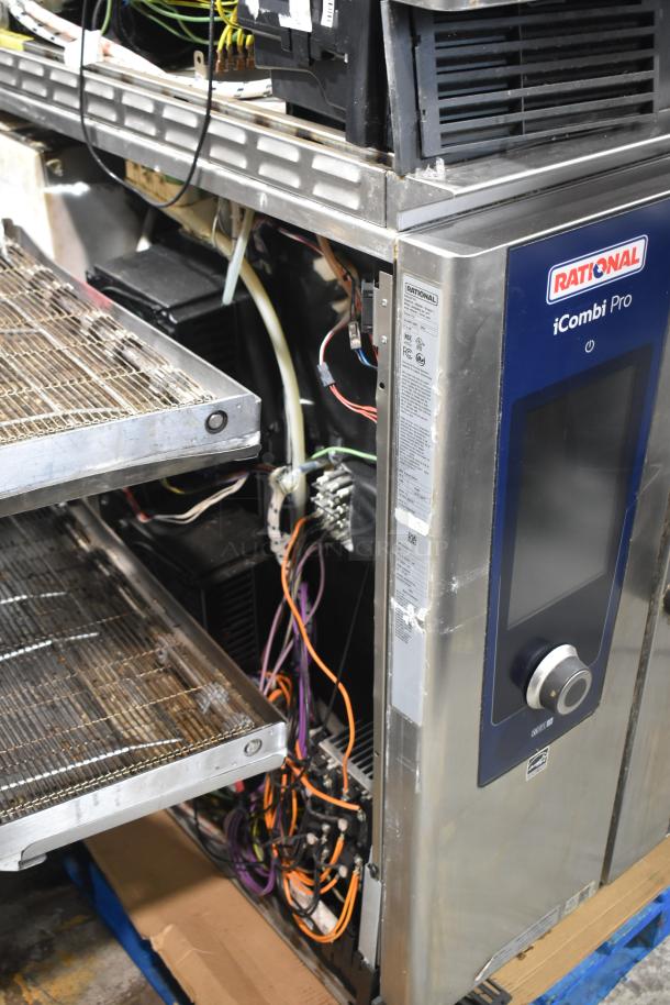 Rational iCombi Pro commercial oven, model LM100CE.AXXXX/LM100EE.AXXXX, 440/480V, 3 phase, visible internal wiring.