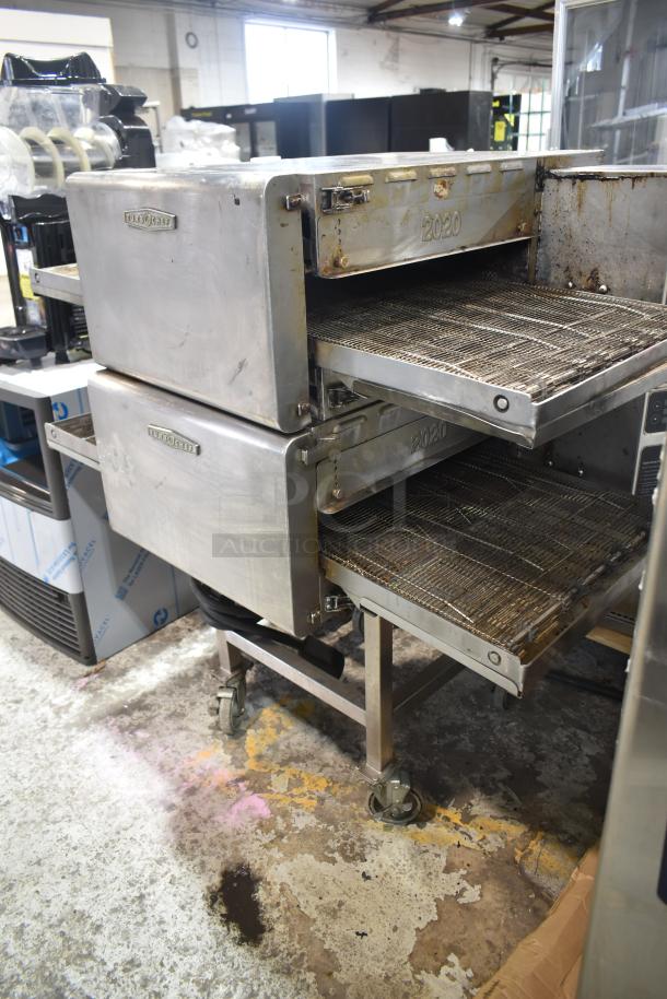Turbochef HhC2020 ovens, stainless steel, on equipment stand. Electric, 208/240V, 3-phase. Used condition.