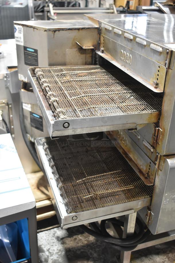 2018 Turbochef HhC2020 conveyor ovens on equipment stand, 208/240V, 3-phase. Visible signs of use.