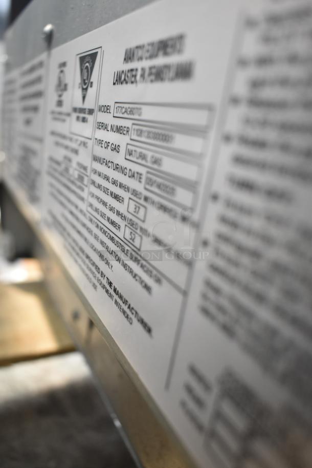 Brand new Avantco 177CAG60MG commercial countertop natural gas griddle, scratch and dent, with visible model and gas type label.