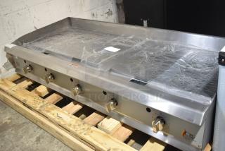 BRAND NEW 2025 CPG GT-CPG-60-NL 60" natural gas griddle; 150,000 BTU; thermostatic controls; scratch and dent; on pallet.