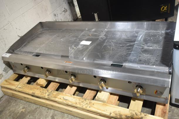 BRAND NEW 2025 CPG GT-CPG-60-NL 60" natural gas griddle, thermostatic controls, 150,000 BTU, on pallet.