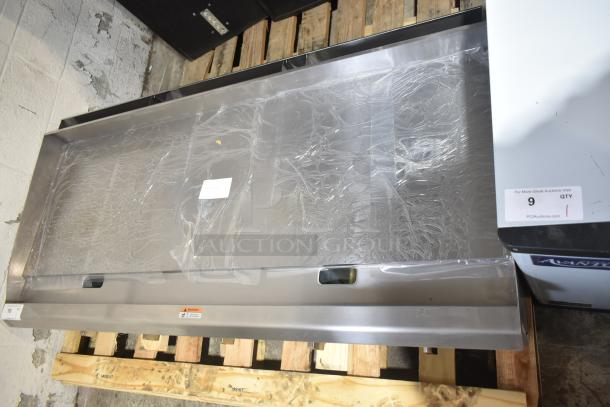 Brand new CPG 351GTCPG60NL 60" natural gas countertop griddle, 150,000 BTU, with thermostatic controls; minor scratches.