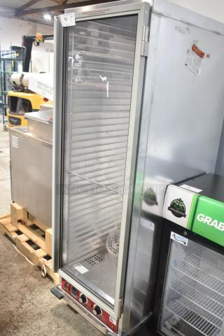 Brand new 2025 Avantco 177HPI1836 full-size heated cabinet with clear door, commercial casters, 120V, 1-phase, scratch and dent.