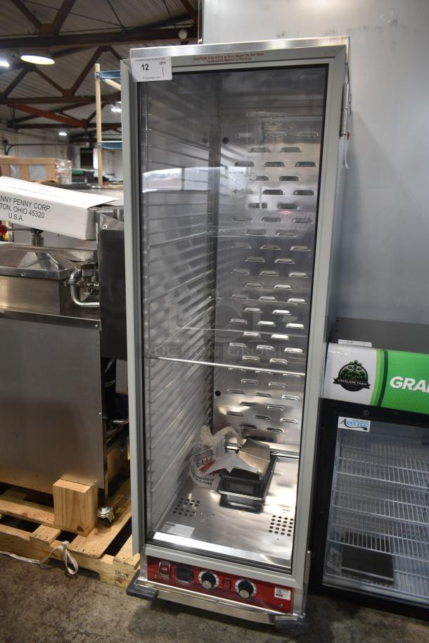 Brand new Avantco 177HPI1836 heated holding cabinet with clear door, commercial casters, 120V, 1 phase. Scratch and dent condition.