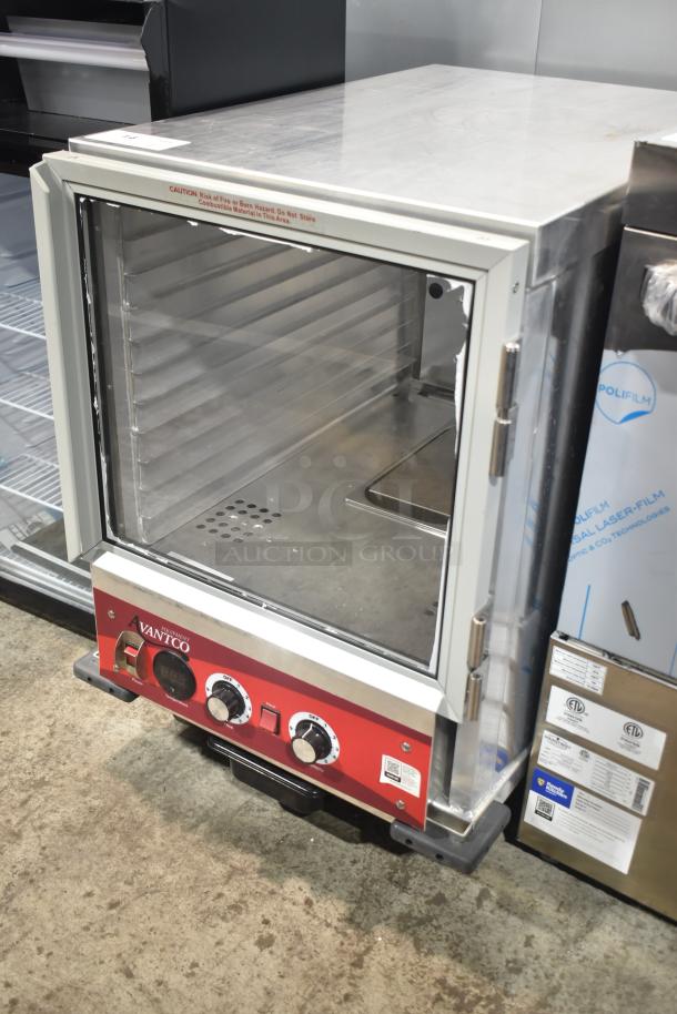 Avantco 177HPI1812 undercounter heated cabinet with clear door, new condition. Door damaged, doesn't open. 120V, 1 Phase.