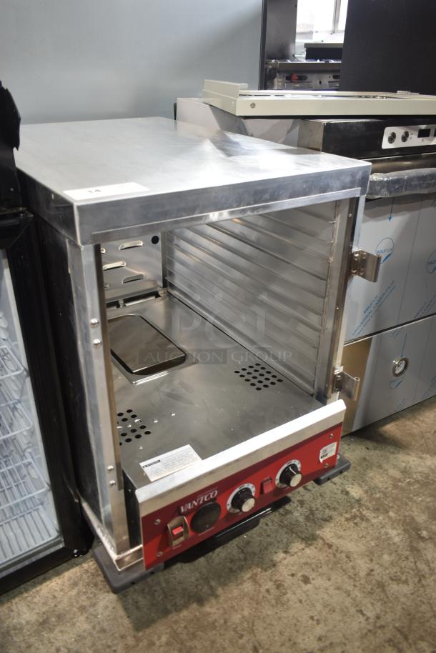 BRAND NEW Avantco 177HPI1812 half-size heated cabinet, clear door damaged, 120V, 1 phase.