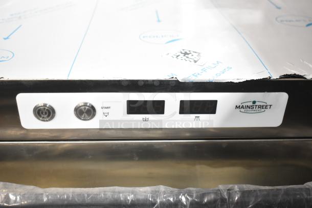 Alt text: Mainstreet 541HTUC30 Hi Temp Undercounter Dishwasher, new condition, control panel close-up, 208V/240V.