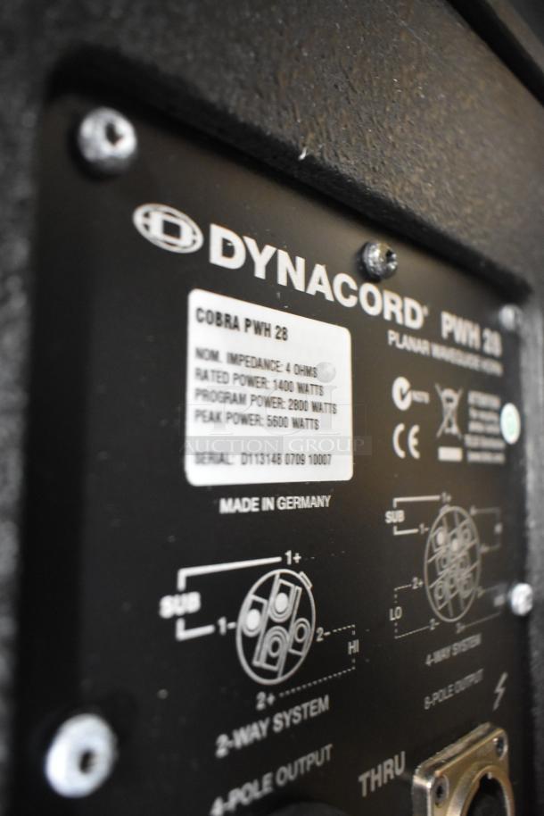 Dynacord PWH28 subwoofer, Planar-Waveguide-Basshorn design, 2800W program power, 5600W peak. Made in Germany, serial D13148.