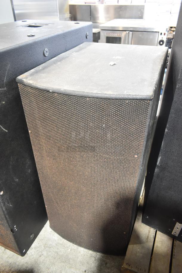 Dynacord PWH28 subwoofer in planar-waveguide-basshorn-design. Shows wear; double-18" speakers. Auction includes two.
