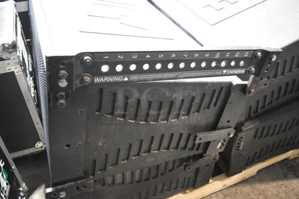 4 Electro-voice XLC127+ 3-way line-array speakers. High-output, compact design. Detailed control panel visible.