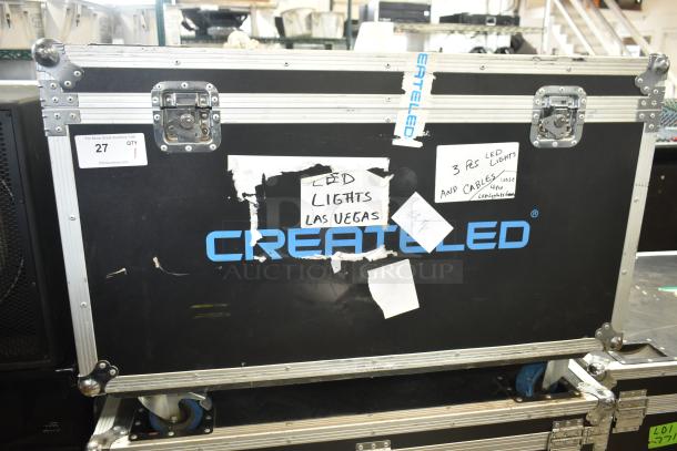 Hard case for Createled AirBLADE-15 Indoor LED lights. Features sturdy locks and labels for LED lights and cables.