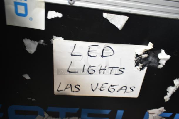 4 Createled AirBLADE-15 LED SMD 3-in-1 lights in hard case with commercial casters, "LED Lights Las Vegas" label visible.