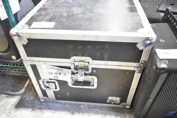 Hard case for Behringer Xenyx 2442FX Mixer, labeled with "JUBILEE SAID #3." Metal reinforced corners, secure latches.