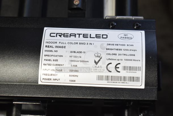 Createled AirBLADE-15 SMD display, 1000x500mm, 281 trillion colors, 1250cd/sqm brightness, 100,000-hour life, in hard case.