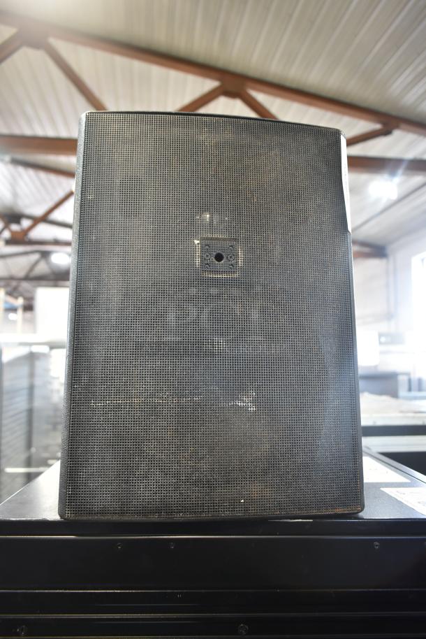 Four JBL Control 28 speakers, Control Contractor Series, 8 ohms, visible front grille, sturdy design ideal for auction bidders.