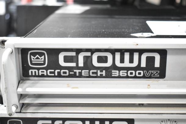 Crown Macro-Tech 3600VZ power amplifier, visible label, part of auction lot with 3 items including Yamaha PW8 power supply.