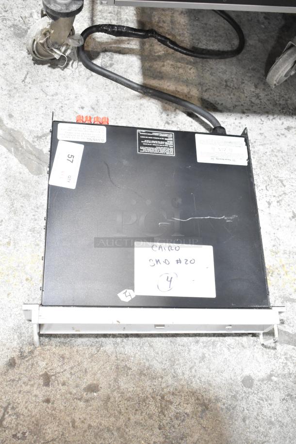 Crown Macro Tech 3600VZ Power Amplifier on floor; visible wear; labeled with "Cairo," "SHD #20," and "57".