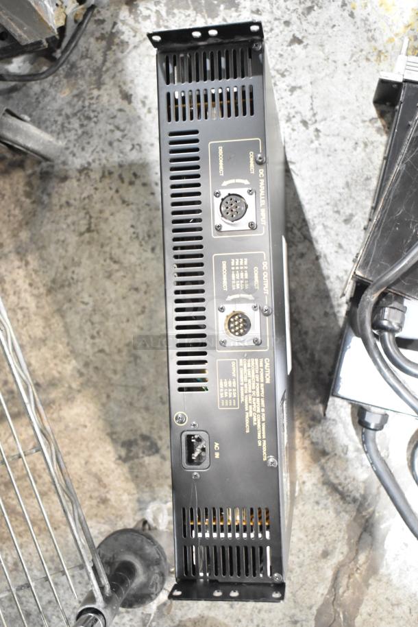 Crown Macro Tech 3600VZ power amplifier with ports and markings, used condition, part of a three-item auction.