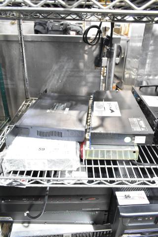 4 electronic items including Dell PowerConnect 2024 Switch, Rane CP 64S Processor, Alto Link Mixer, Furman PLP Conditioner on a metal shelf.