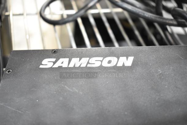 Three audio items: Shure PG4 antenna system, DBX DriveRack PX optimizer, Samson PowerBrite Pro15 power conditioner.