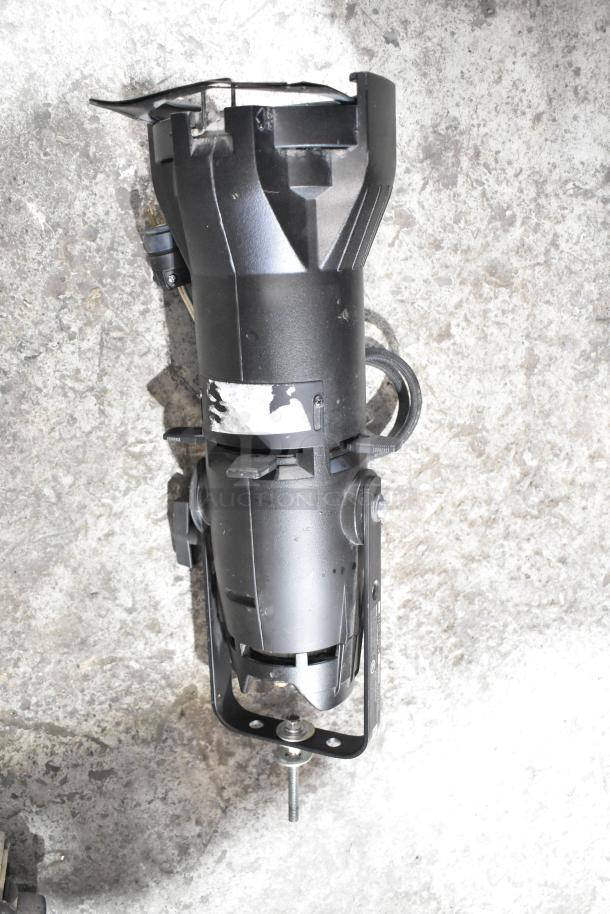 GoboSource ES-B10E stage light with mounting bracket, black finish, slight wear, no visible labels, for stage production use.