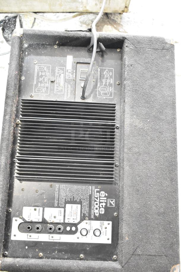 Yorkville LS700P speaker featuring control panel, input/output jacks, and power switch. Used condition, visible wear.