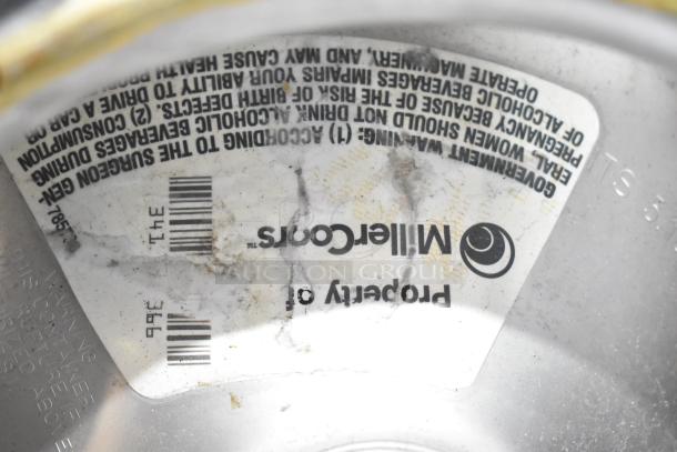 Two MillerCoors sixth barrel kegs with visible label and markings; used condition.