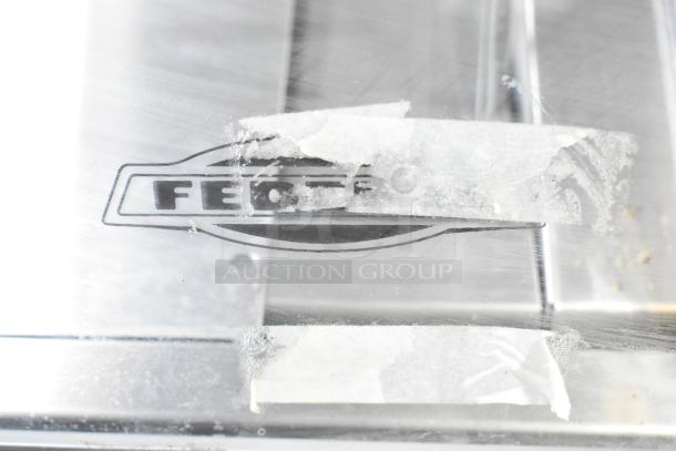 Federal Industries SQ3CB deli display case with visible logo. Clear glass surface with tape marks, indicating wear.