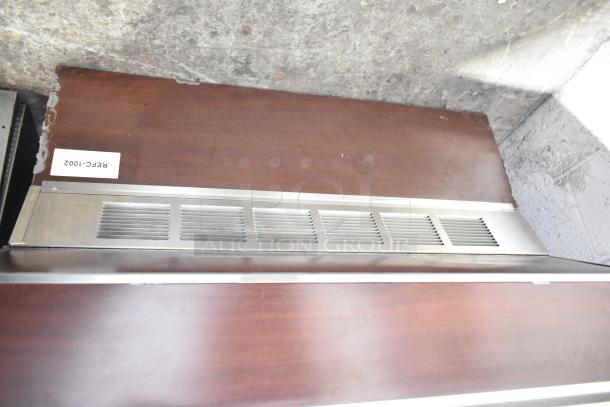 Federal Industries SQ3CB deli display case, floor style. 120 Volts, 1 Phase. Wood and metal finish, visible tag: REEC-1002.