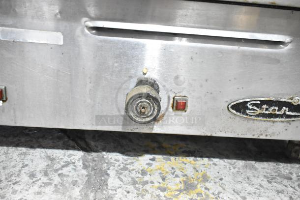 Star Commercial Electric Flat Top Griddle, dual side grease trays, stainless steel, good condition, visible use marks.