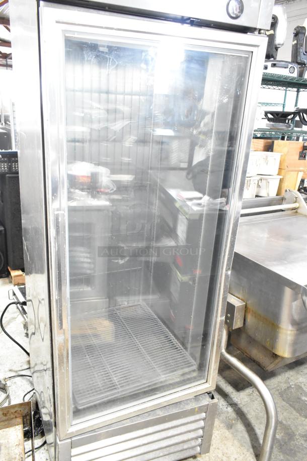 True T-23FG-LD single door reach-in freezer, 115 volts, 1 phase. Clear glass door, stainless steel exterior.